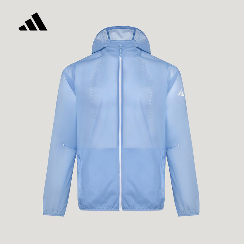 adidas阿迪达斯防风跑步连帽风衣外套2026春男户外梭织夹克KY5049