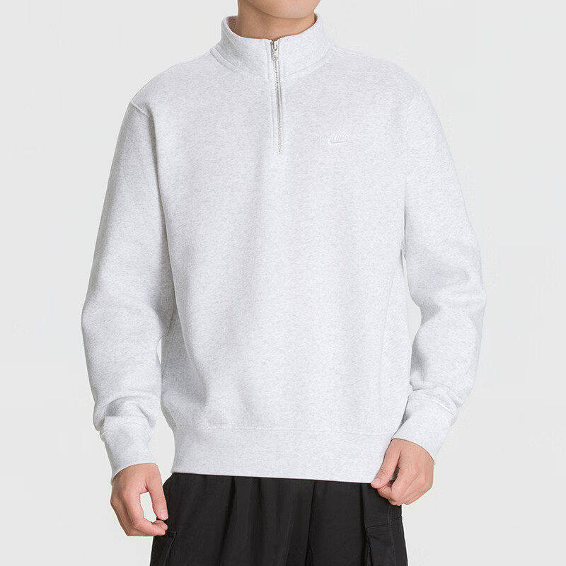 Nike耐克新款半拉链套头卫衣男简约休闲风灰色运动上衣百搭潮流
