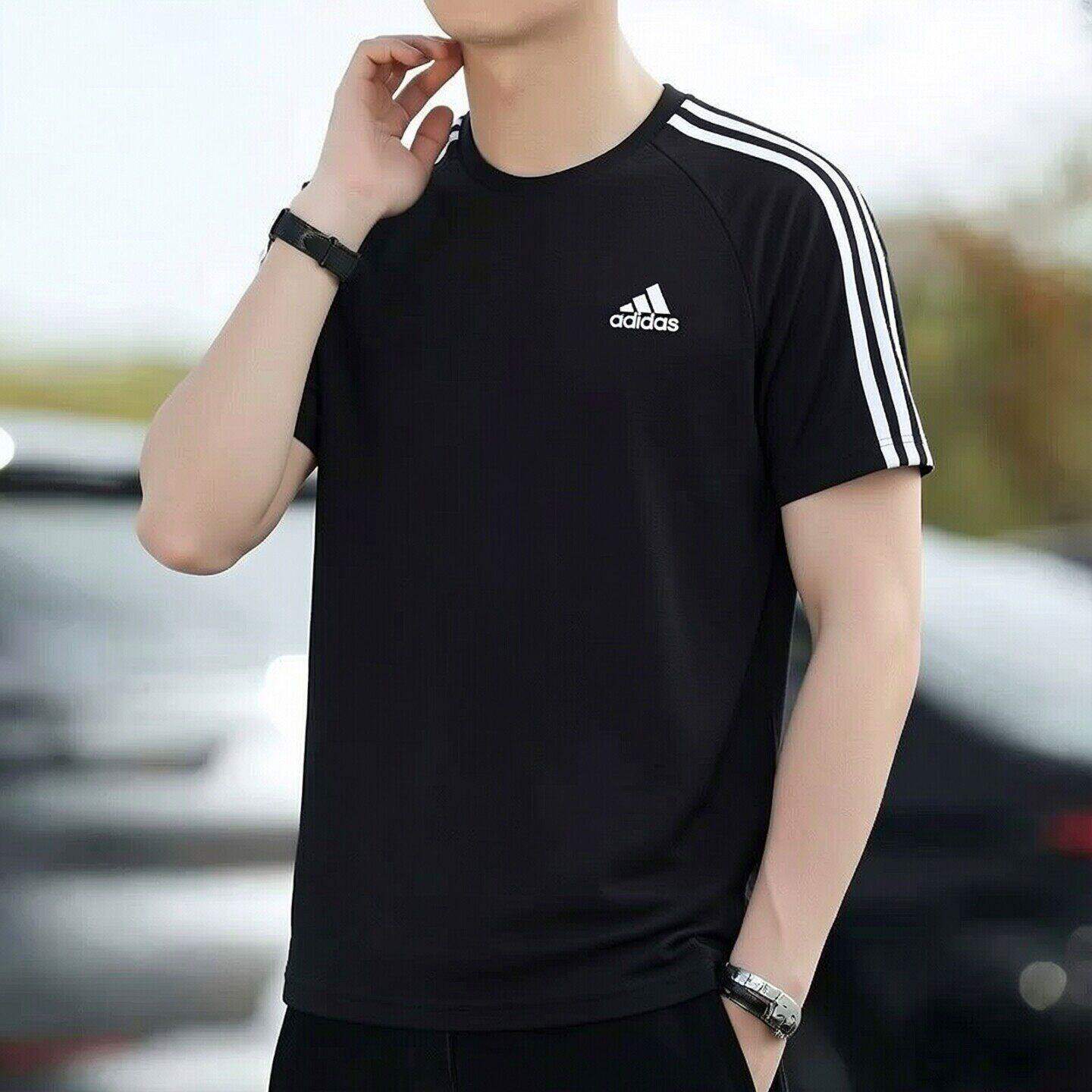 Adidas三条纹T恤男夏季透