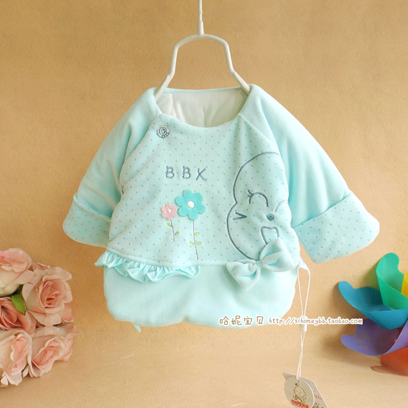 新生新款中性婴儿纯棉冬夹棉衣服