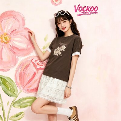 商场同款26夏Vockoo百搭时尚经典宽松小马宝莉短袖T恤女3K2BA28P