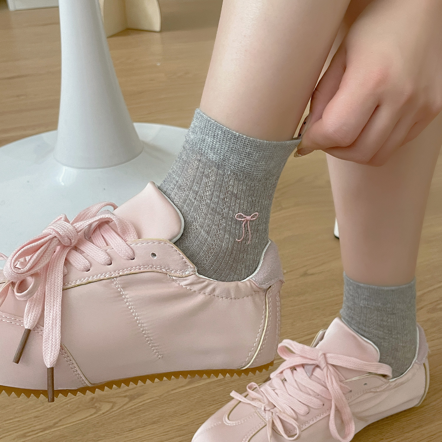 蝴蝶结袜子女夏季薄款白色短袜女