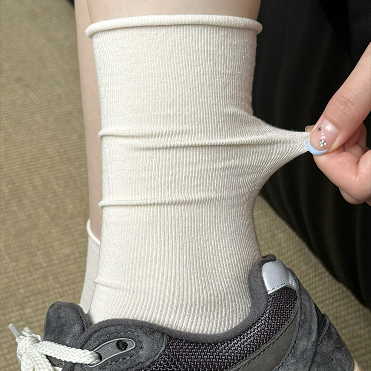 白色堆堆袜女夏季薄款潮中筒袜