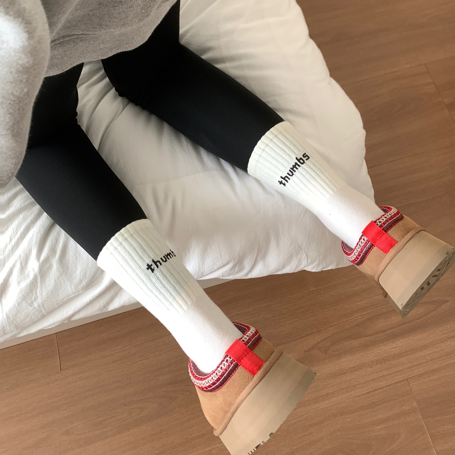 鲨鱼裤配的袜子女秋雪地靴堆堆袜