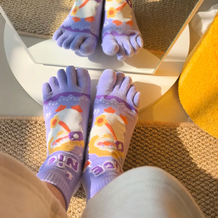 可爱卡通五指袜子女秋冬加厚保暖脚趾袜韩系ins风分趾袜配勃肯鞋