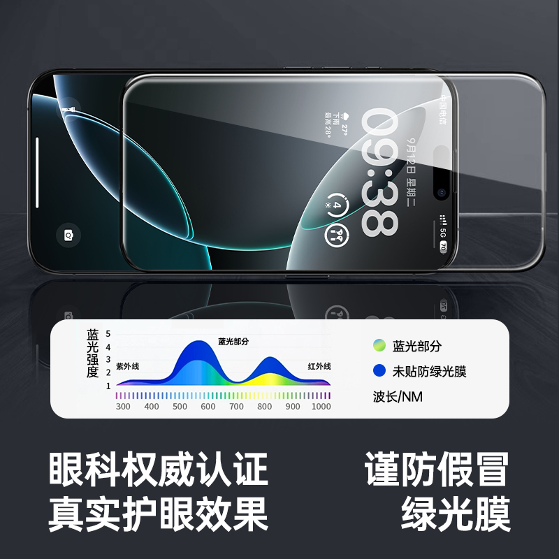 铂信德国护眼无尘仓新款适用苹果16/15promax钢化膜iPhone16/15/13pro苹果手机贴膜护眼14抗防蓝光Plus12高清