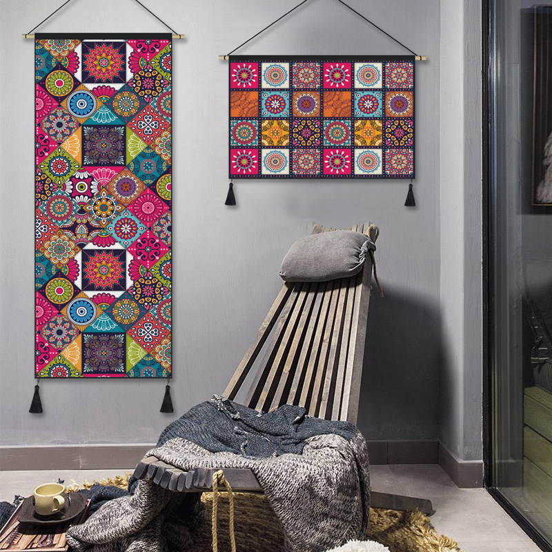 波西米亚挂毯网红背景布ins墙布挂布卧室民宿装饰几何挂画布艺