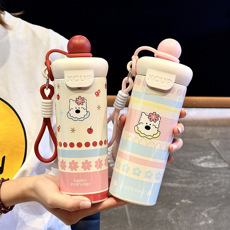 保温杯学生高颜值便携卡通不锈钢水杯大容量可爱女生上学吸管杯子
