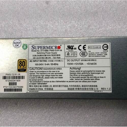 非实价议价议价议价超微 PWS-721P-1R 服务器冗余电源 720W 模块