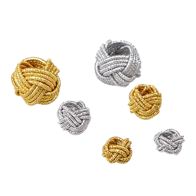 手工编织菠萝结金银线圈