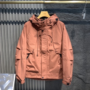 工装 连帽夹棉冲锋衣外套男潮流百搭时尚 夹克二棉上衣 新款 2025冬季