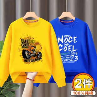 纯棉男童春季卫衣2024新款中大童男装胖童洋气圆领上衣加肥加大潮