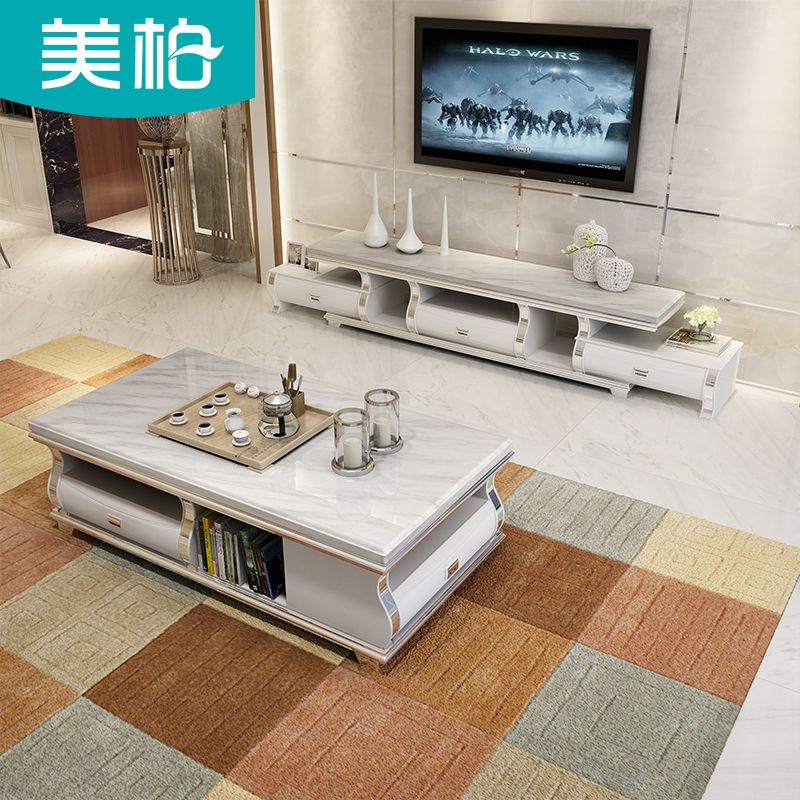 Marble Telescoping tea table TV cabinet combination a living room Stainless steel Paint tea table TV cabinetin the Residential furniture , Cabinet , TV cabinet  category - from Buy2taobao.com to provide professional Taobao agent buy service