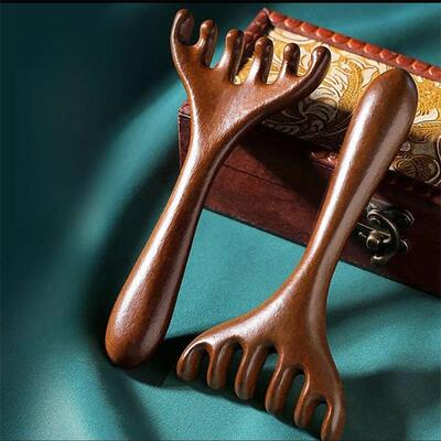 金丝檀木鹿角梳头部经络按摩梳