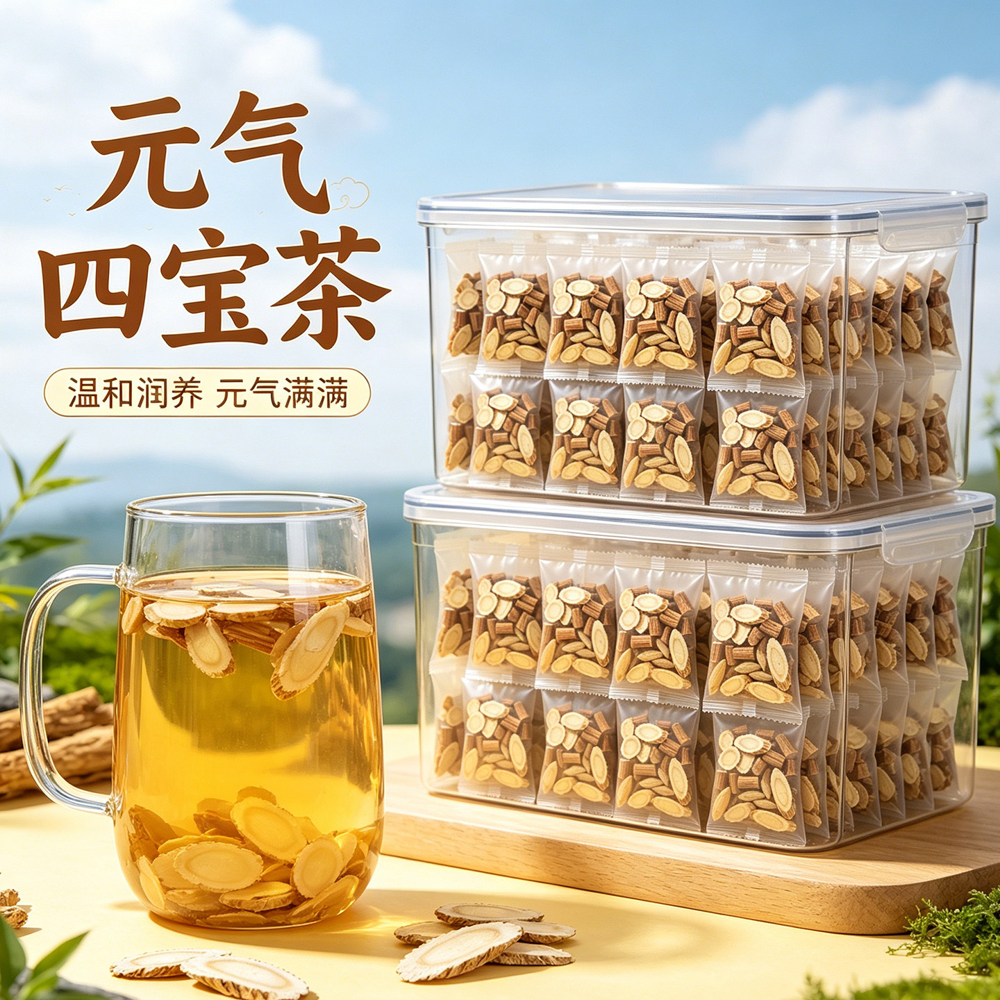 黄芪党参麦冬西洋参元气四宝茶正品官方旗舰店草本泡水喝养生茶饮图片