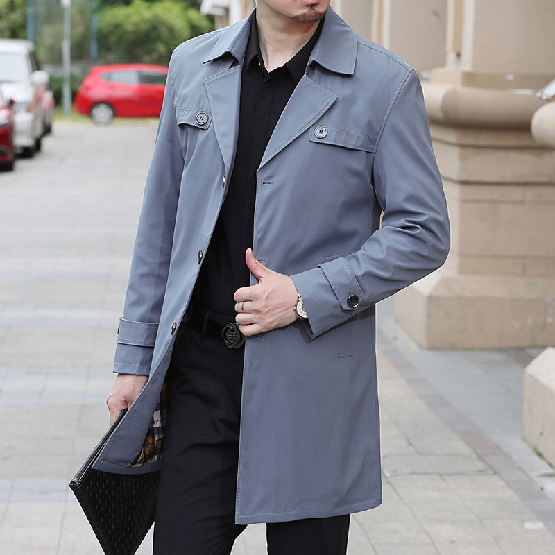 2024 NEW WINDBREAKER BUSINESS TOPS SPRING MENS LONG CASUAL LAPELS PLUS SIZE THIN MENS WEAR HANDSOME AND HIGH-END