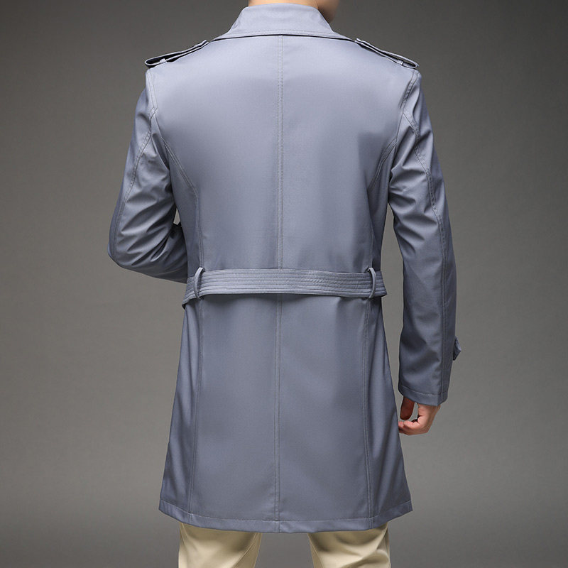 MENS WINDBREAKER 2024 NEW SPRING AND AUTUMN KOREAN VERSION MID-LENGTH BELT JACKET BUSINESS THIN LAPEL TIDE MENS TOP