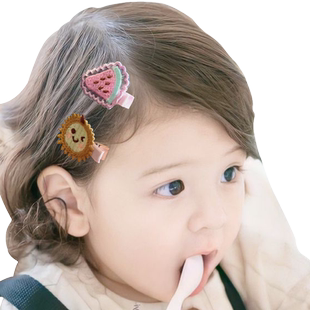 韩版儿童发夹女孩刘海边夹针织卡通女宝宝盘发卡全包布夹刘海边夹