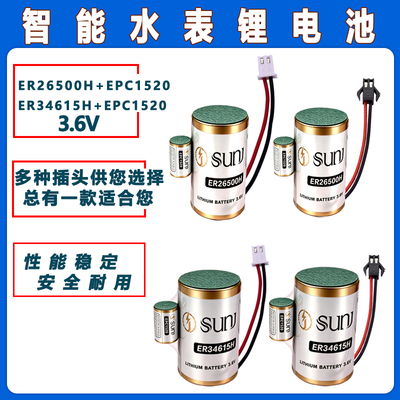适用于双洎SUNJ智能水表燃气表流量计物联网电池ER26500H+EPC1520/ER34615H+EPC1520  3.6V锂电池