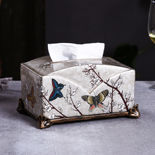 欧式复古金色彩绘简约大号纸巾盒客厅茶几桌面家用收纳小号抽纸盒