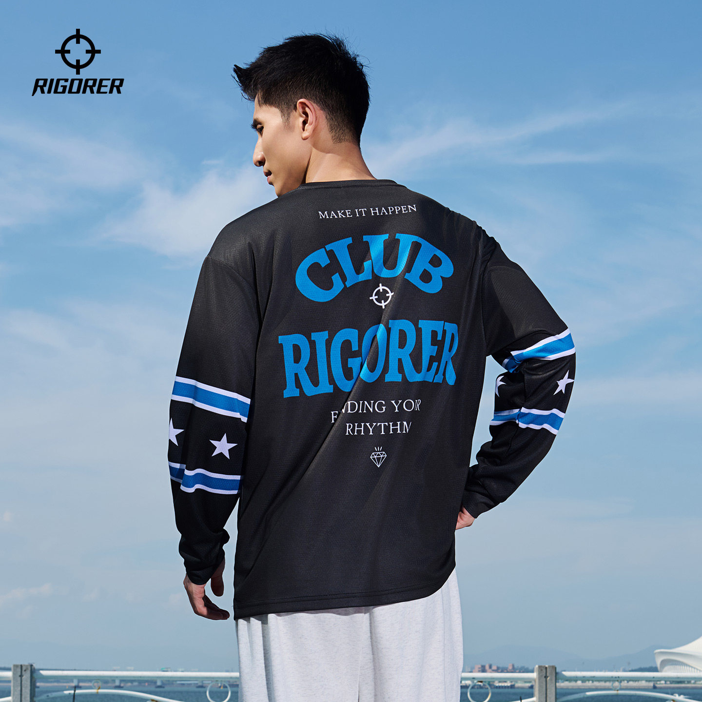 准者T恤运动青少年长袖t恤圆领美式潮流速干透气2026新款上衣男女