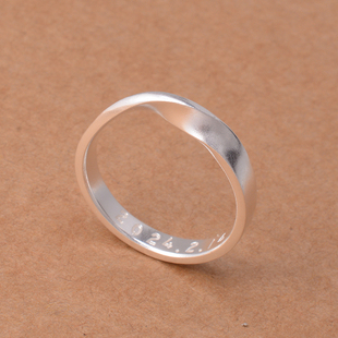 999足银莫比乌斯环戒指情侣对戒手工定制刻字简约款情人节礼物