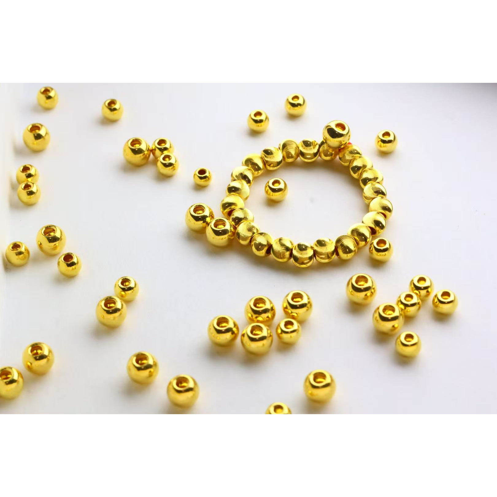 弥达恒3D硬金足金999黄金小金珠猫眼转运珠散珠挂件DIY定制女吊坠