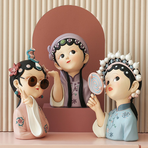 国潮精品京剧女孩摆件米子家居