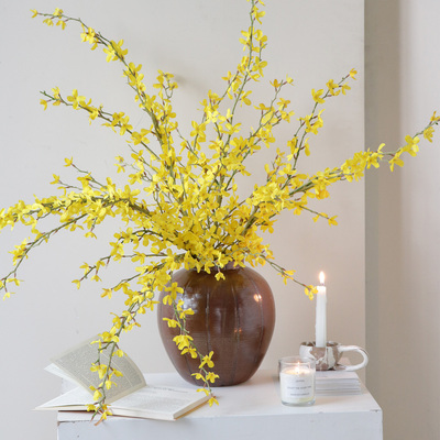 米子家居黄色迎春花仿真花