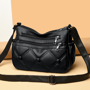 女包2025软皮多层百搭单肩斜挎包大容量中老年妈妈包时尚 百搭背包