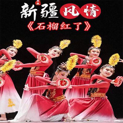 石榴红了儿童演出服新疆舞蹈服