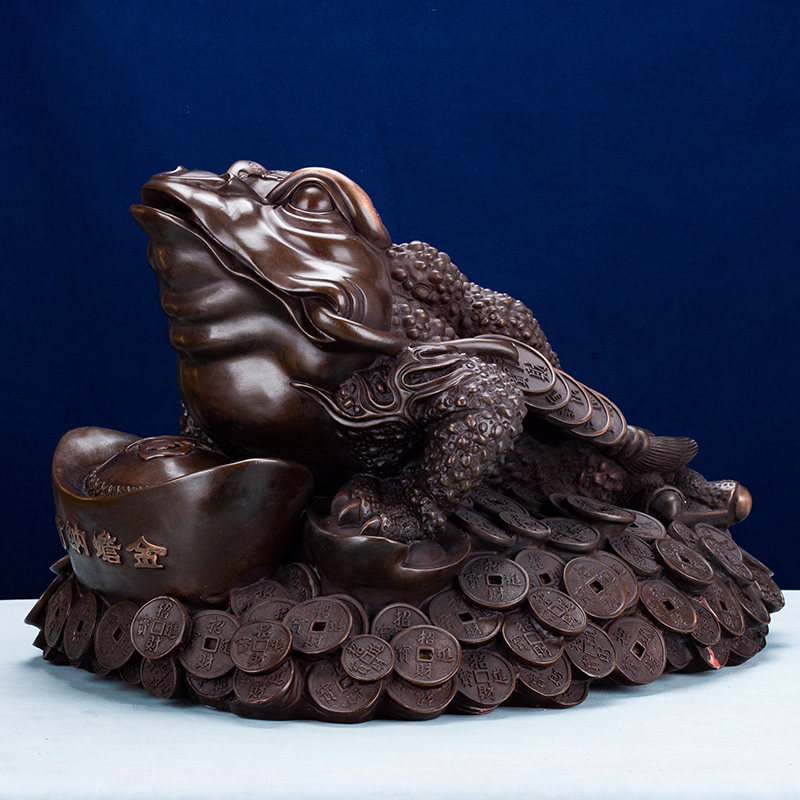 铜金蟾摆件纯黄铜招财蟾蜍元宝蟾大号办公室装饰品开业乔迁礼品