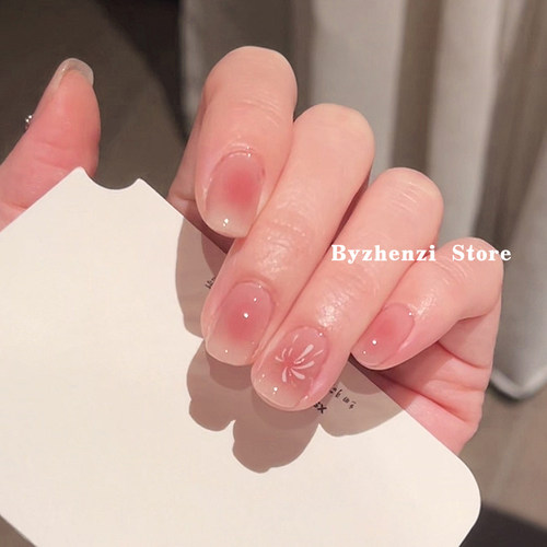 BYZHENZI STORE【桃花烟火】腮红粉嫩夏日烟火防水指甲贴甲油膜