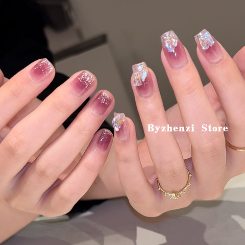 BYZHENZI STORE【葡萄闪闪】显白浆果色指尖银河指甲贴美甲贴