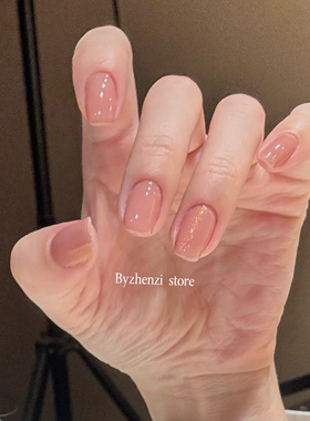 BYZHENZI STORE【粉嘟嘟】樱花裸粉日常通勤偏光美甲贴穿戴甲油膜