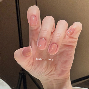 BYZHENZI STORE【粉嘟嘟】樱花裸粉日常通勤偏光美甲贴穿戴甲油膜