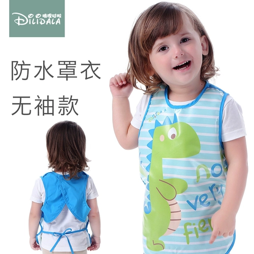 Детский водонепроницаемый летний слюнявчик, тонкий фартук для мальчиков без рукавов, нагрудник