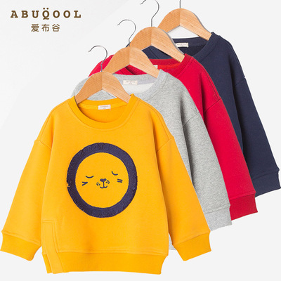 【清仓】爱布谷儿童卫衣薄加绒童装套头圆领上衣男宝男童秋冬卫衣