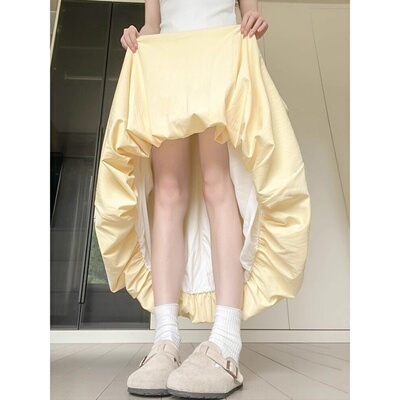 多巴胺黄花苞高腰显瘦A字半身裙