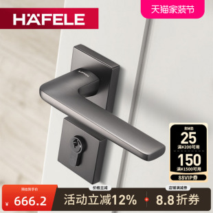 德国海福乐HAFELE卧室房门现代简约黑色亚光实木门分体式 静音门锁