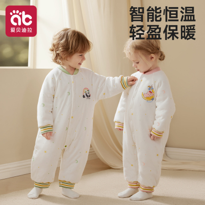 婴儿夹棉连体衣秋冬宝宝加厚衣服