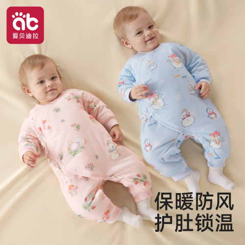 新生婴幼儿衣服连体冬季加厚夹棉