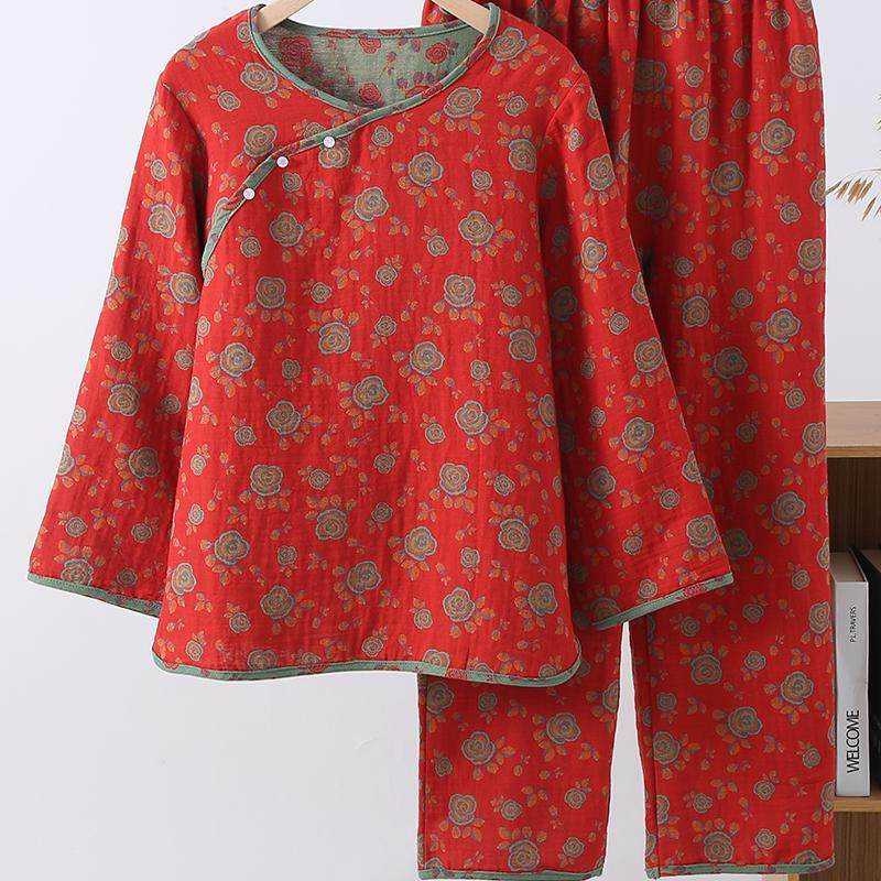 新中式国风复古包牙珠睡衣女士色织纯棉国风套装全棉家居服春秋,女士内衣/男士内衣/家居服,睡衣/家居服套装,淘宝优惠券,粉丝福利购,淘宝优惠卷