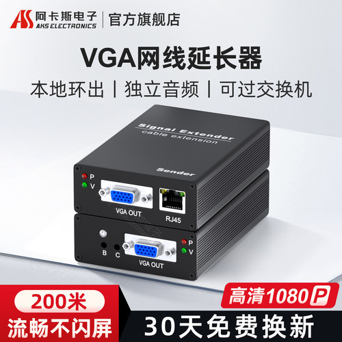 VGA网络网线延长器放大器增强器VGA转rj45网线延伸器网口IP混网过交换机一对多拖200米信号传输器 - 封面
