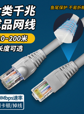 六类千兆网线纯铜千兆家用高速电脑网络宽带线20m30m50m100m米成品网线