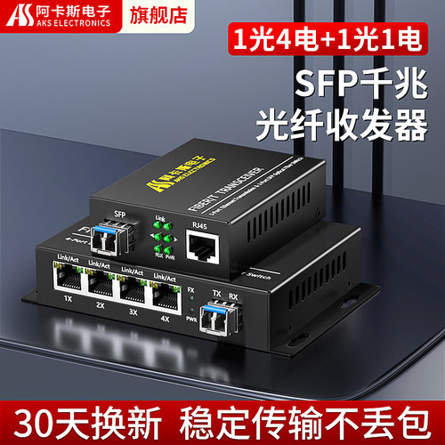 阿卡斯1光4电千兆光纤收发器SFP