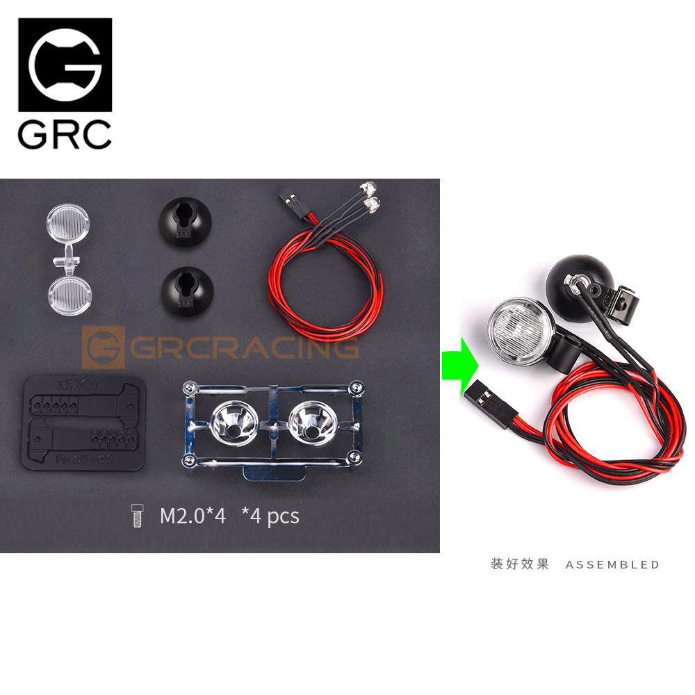 GRC 1|10 시뮬레이션 18MM 복고풍 라운드 스포트라이트 오프로드 검색 헤드라이트 TRX4 SCX10  G157H