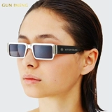 Xiaohongshu ins, та же самая модель лучшая ощущение металлической квадратной нишевые солнцезащитные очки женские поляризованные солнцезащитные очки