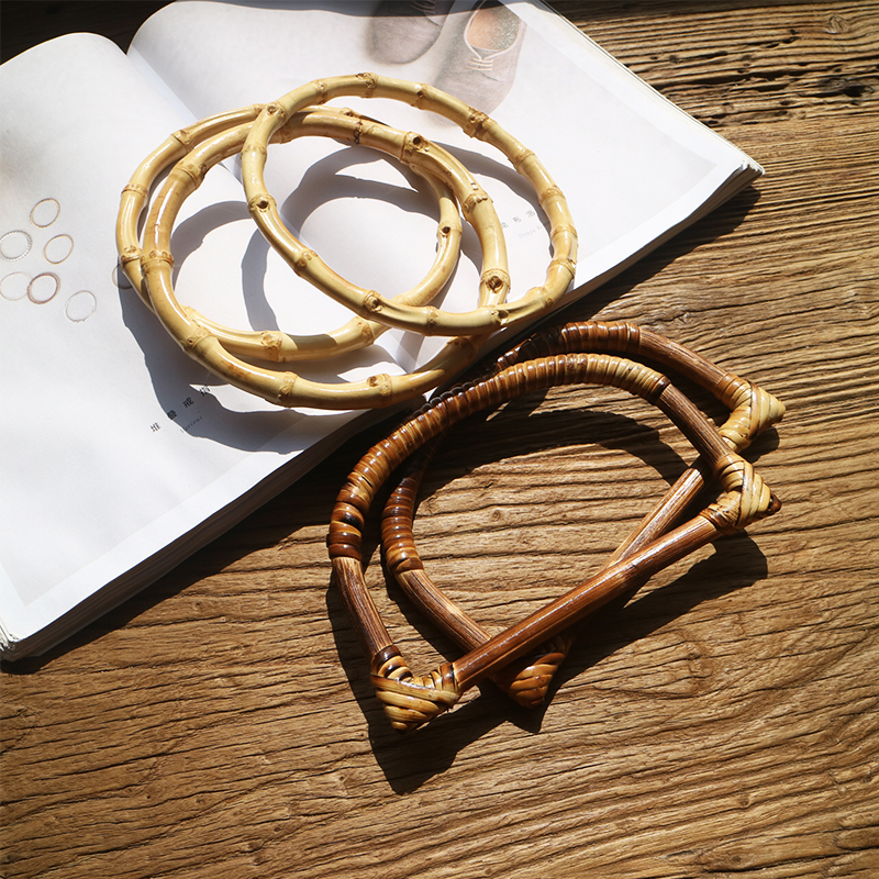 夏季用竹节提手diy编织包手提配件竹藤手挽手工布包竹节手柄竹圈