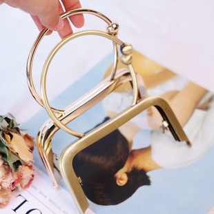 新款DIY手工包口金包配件13cm方形手镯款光面无孔针孔款手挽口金